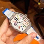 Swiss Quality Franck Muller Vanguard Replica Watch Stainless Steel Diamond 32mm